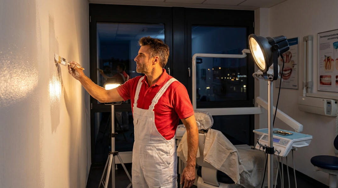 Maler streich Arztpraxen nachts