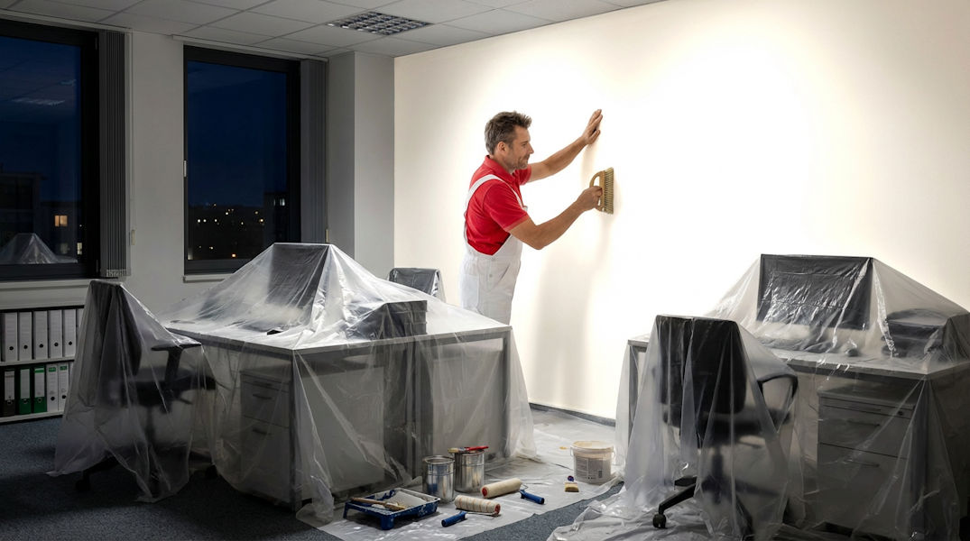 Maler bei der Nachtarbeit in einer Kanzlei in Bamberg